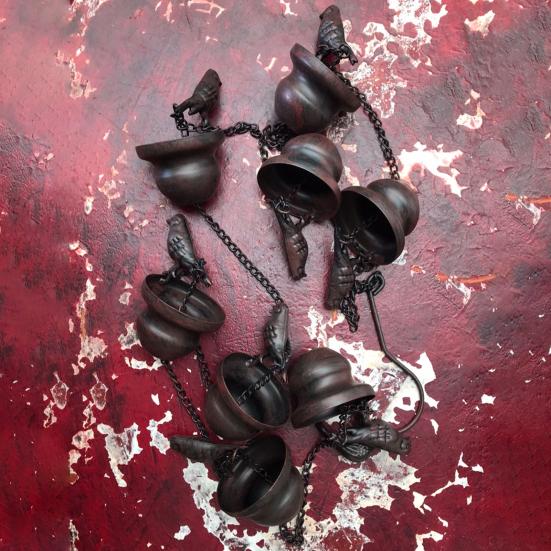 8,5-футовая передвижная цепочка от дождя с птицами на чашках, красная бронзовая декоративная цепочка от дождя с птицами, уличный двор