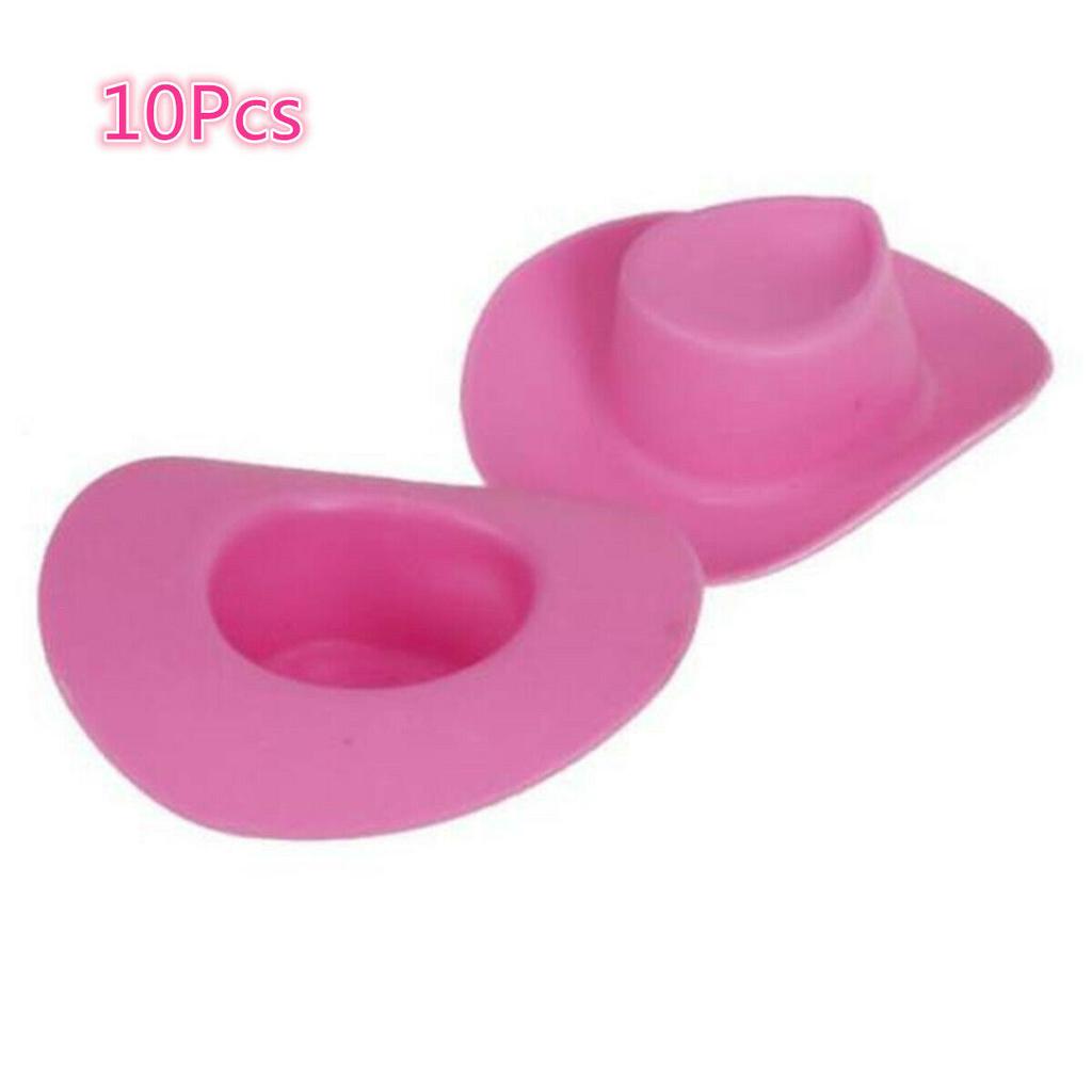 10Pcs/Bag Plastic Mini Cute Western Cowgirl Cowboy Doll Pink Hat Toys Accessories for Miniature Toy Party