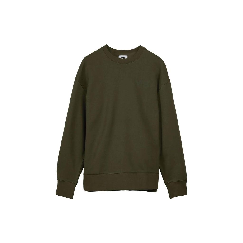 Y-3 Мужская толстовка с круглым вырезом и длинным рукавом с принтом логотипа FW22, цвет милитари-зеленый HT4495