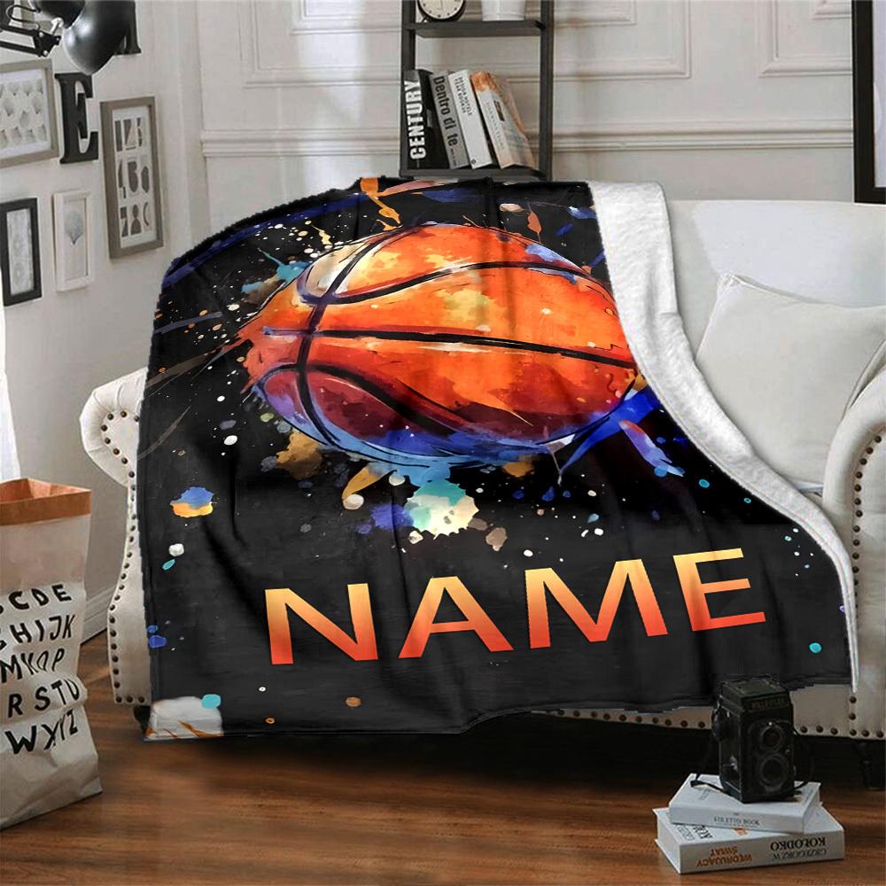 Basketball Splatter Art With Vibrant Colors And A Bold Design Throw Personalized Blanket Personalized Name Soft Warm Cozy Versatile For Sofa Couch