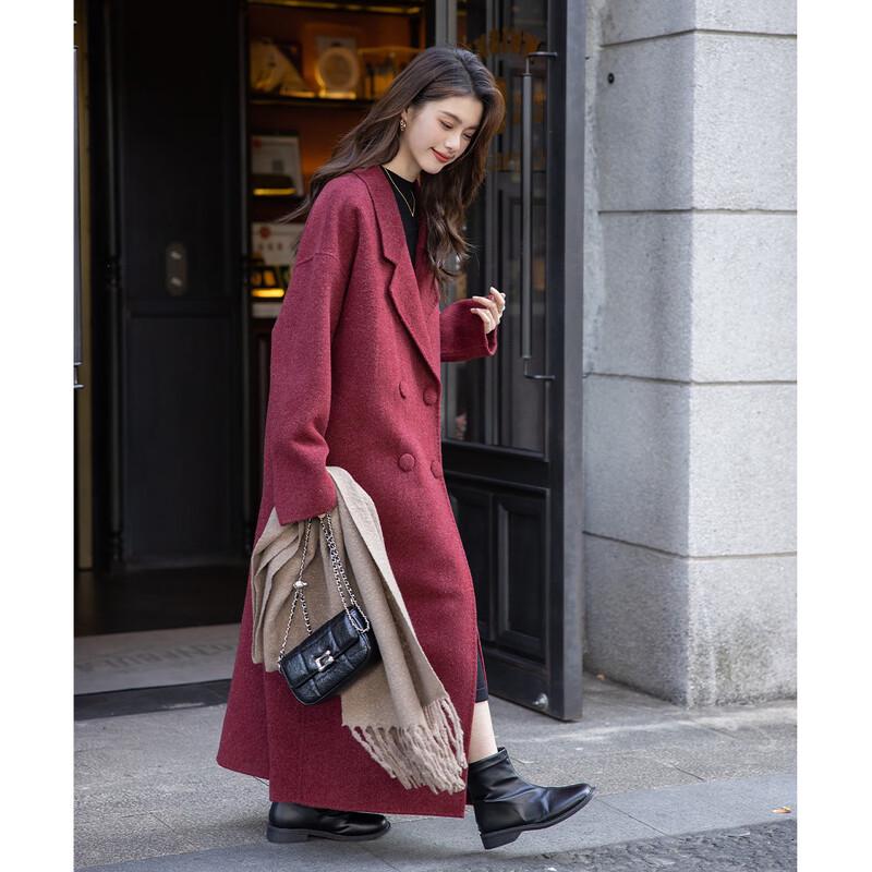 Mokana Women's Elegant Long Wool Blend Coat