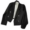 Spring Women Breasted Office Cropped Blazer Lapel Solid Color Long Sleeve Double Jacket Suit Coat