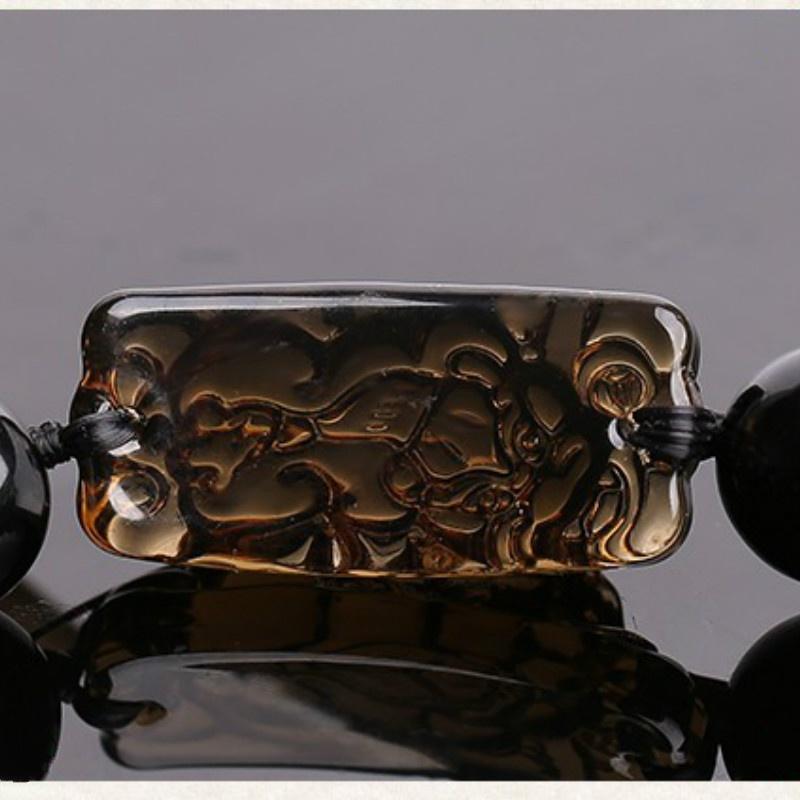 JMJM унисекс Pi Xiu обсидиановый браслет с черным камнем и бусинами-цепочками, браслеты-цепочки, китайский браслет фэн-шуй, подарок на удачу