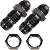 AC PERFORMANCE -12 AN Male Flare Straight Bulkhead Fitting Adapter Aluminum Black with AN12 Nut, Pack of 2