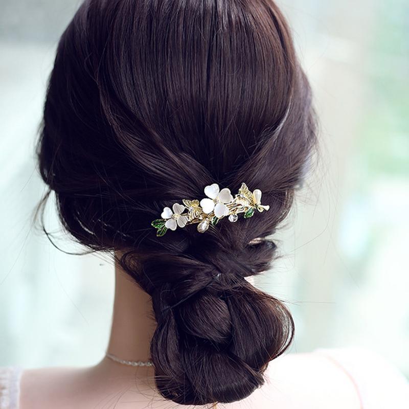 Elegant Floral Hair Barrette, French Clip Spring Hair Claw, Accents, Bridal Hair Accessory For Half-Up Hairstyles