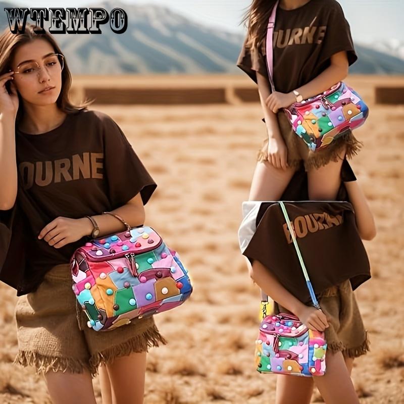 Женская сумка для отдыха - модная сумка-мессенджер из овчины, вместительная сшитая сумка-мессенджер через плечо, летняя женская сумка уникального цвета