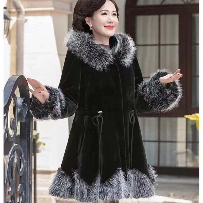 Женская теплая плюшевая куртка с капюшоном, повседневная куртка большого размера, теплая свободная куртка для снега