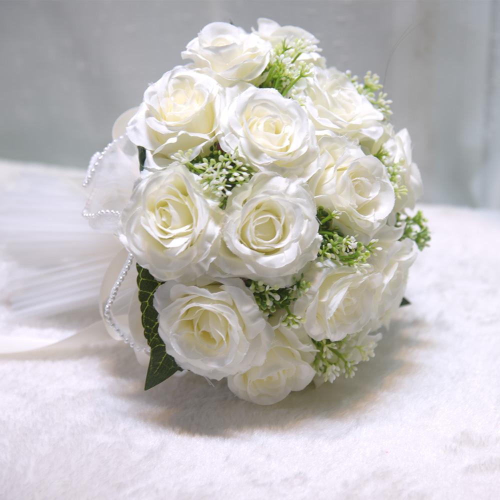 Свадебный букет Искусственные цветы Букет роз Искусственные цветы Шелковые пластиковые искусственные розы Свадебный букет для дома Садовая вечеринка Свадебные украшения