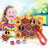 Wooden Early Education Beehive Game Color Sorting Clamp Bee To Hive Toy  Color Cognition