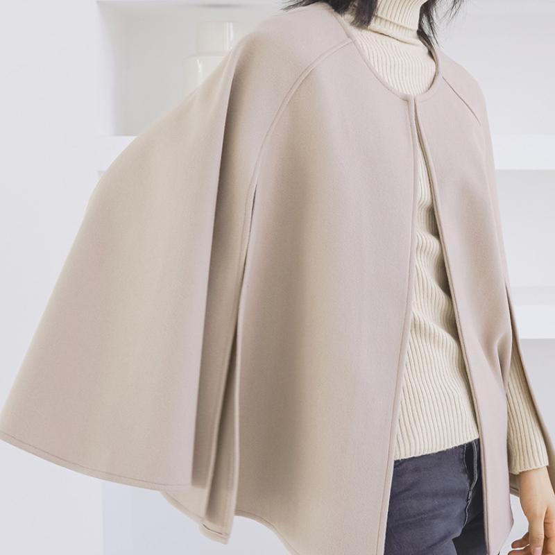 Весна Осень Новый Стиль Японский Стиль Куртка Круглый Вырез Свободный Крой Мантия Однотонный Топ Плюс Размер Стильное Женское Пальто