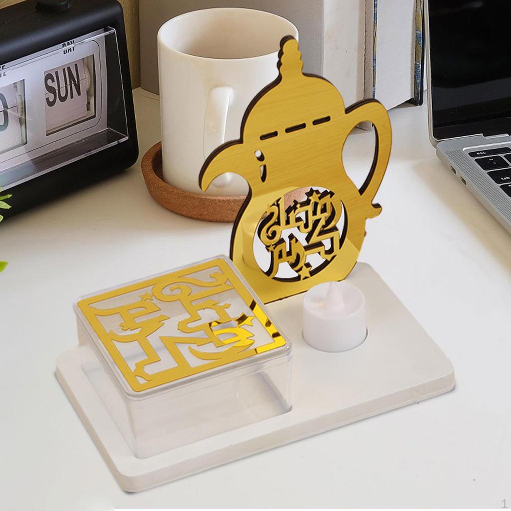 Украшение стола Рамадан, акриловый поднос с фруктами, еда, домашнее искусство, ремесло с беспламенной свечой, столешница