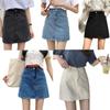 Women Mid Skirt High Waist Denim Skirt