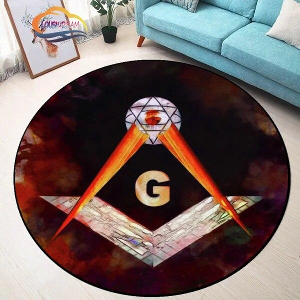 Masonic Round Carpet Freemasonry Non-slip Rug Freemason Living Room Large All Seeing Eye S Tea Table or Chair Mat