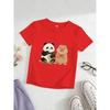 European sizes Girls' Short-Sleeve Capybara Panda T-Shirt, Kids' Crew Neck Breathable Skin-Friendly Top, Korean Style Ins-Inspired Wrinkle-Resistant