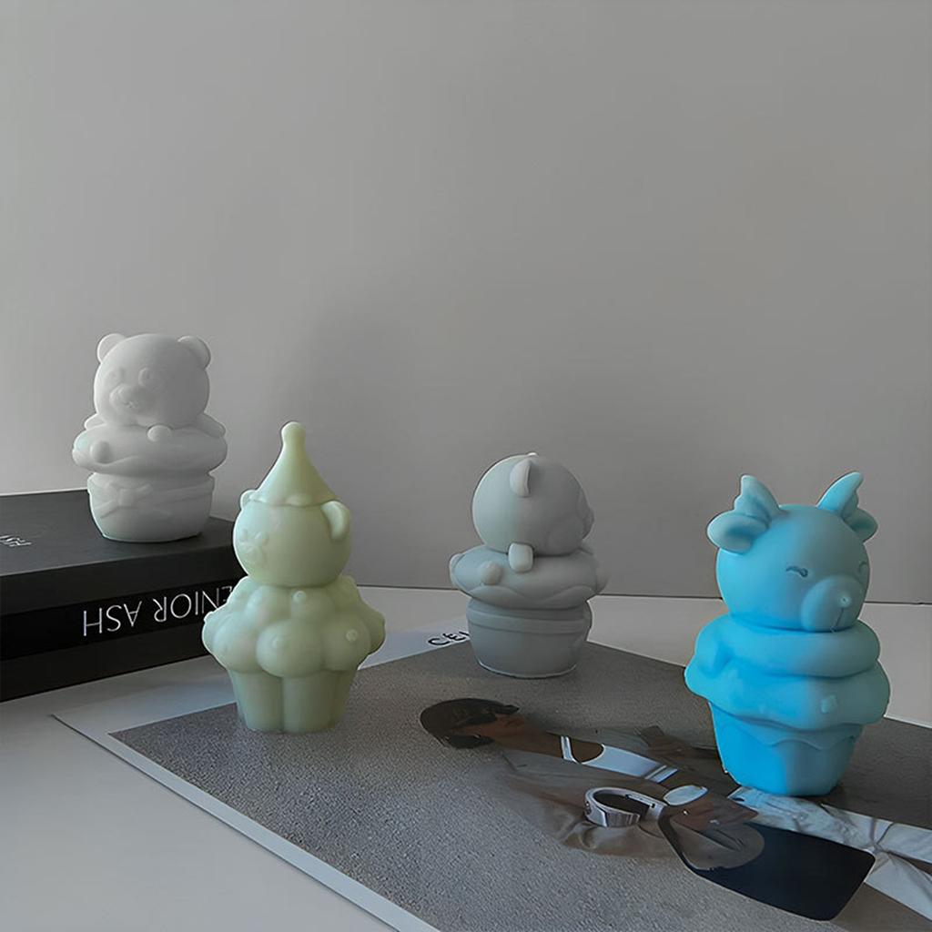 Милая форма для мыла и свечей в виде медвежонка из силикона для дней рождения, юбилеев, мультяшный медведь, форма для ароматических свечей, Рождество