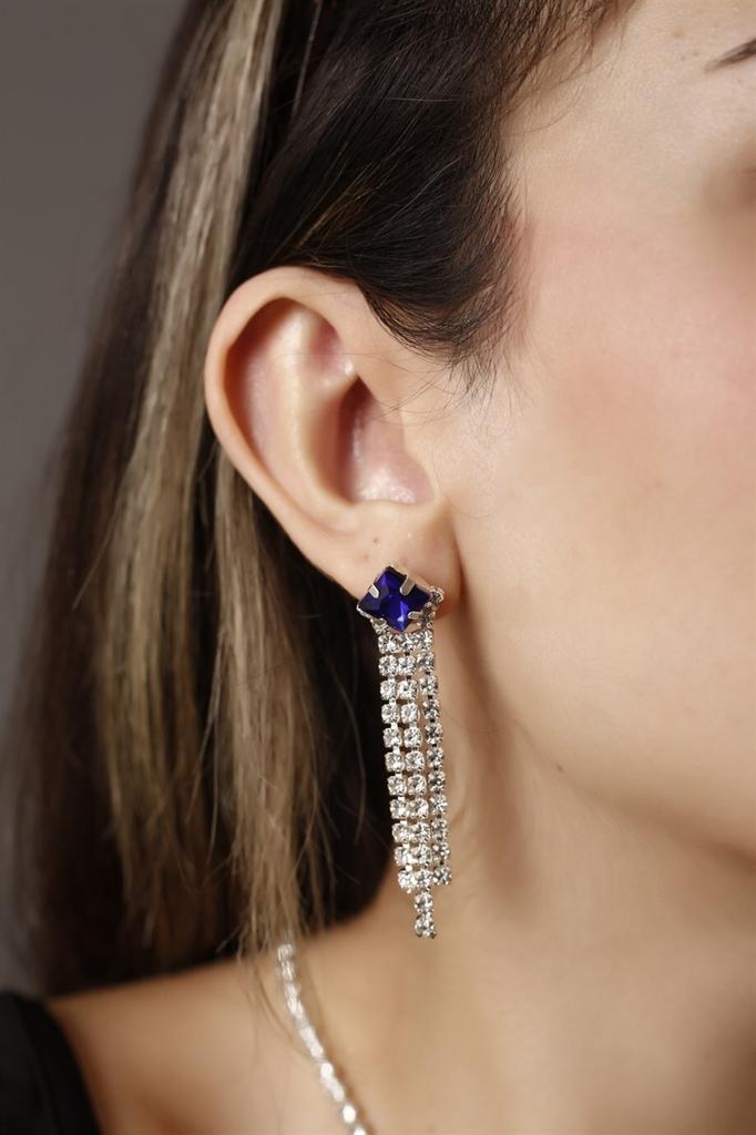 Женские модные посеребренные серьги с висячими камнями для приглашения на свадьбу, помолвку, вечернее платье