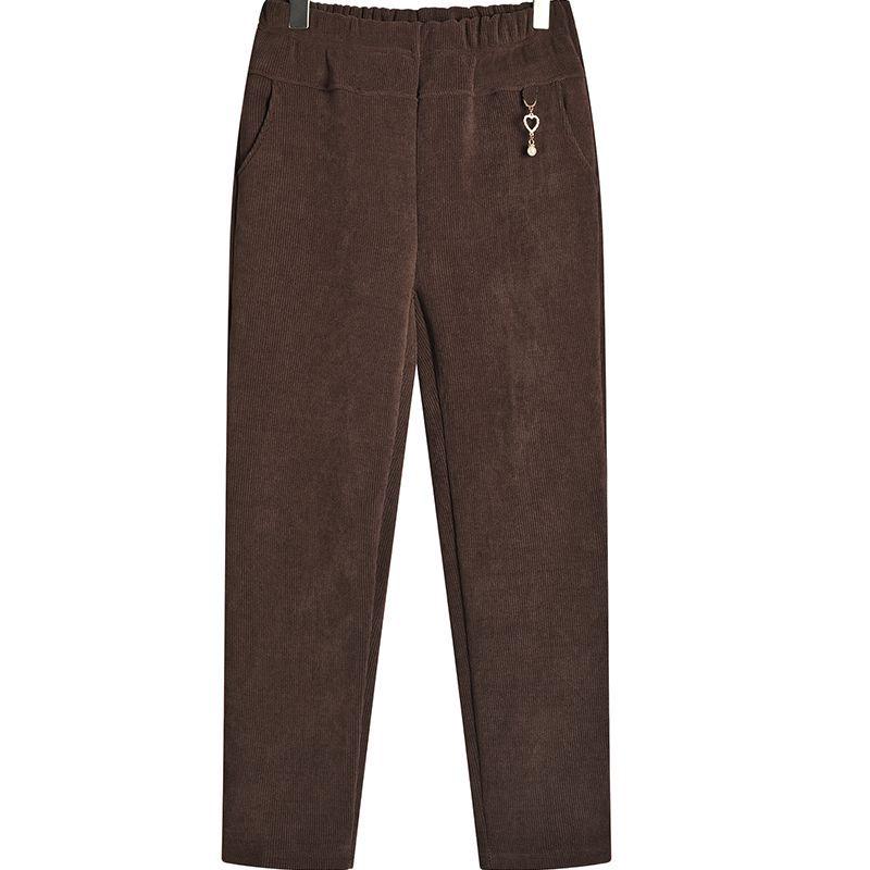 Бабушкины вельветовые брюки больших размеров на флисовой подкладке для весны, осени и зимы