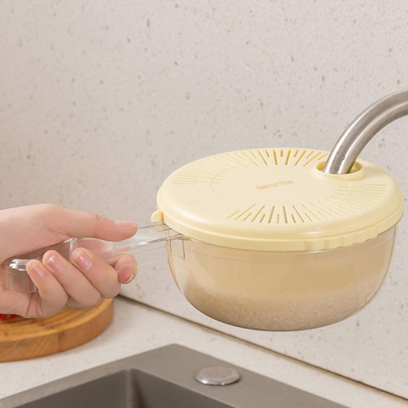 Multifunctional 2 In 1 Plastic Fruit Washing Bowl with Strainer and Integrated Drain Tray for Efficient Kitchen Use