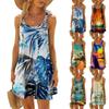 Женское модное летнее пляжное повседневное милое платье на бретельках без рукавов с принтом