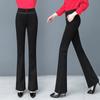Women's Fall and Winter Padded Flared Pants Solid Color High-waisted Draped Micro-stretch Pants Commuter Wide Leg Pants