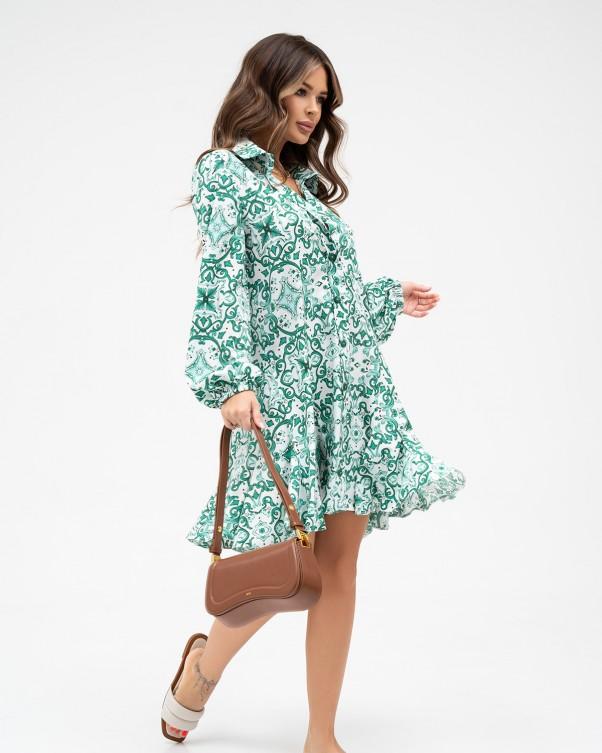 Платье-рубашка с клиньями и орнаментом ISSA Plus