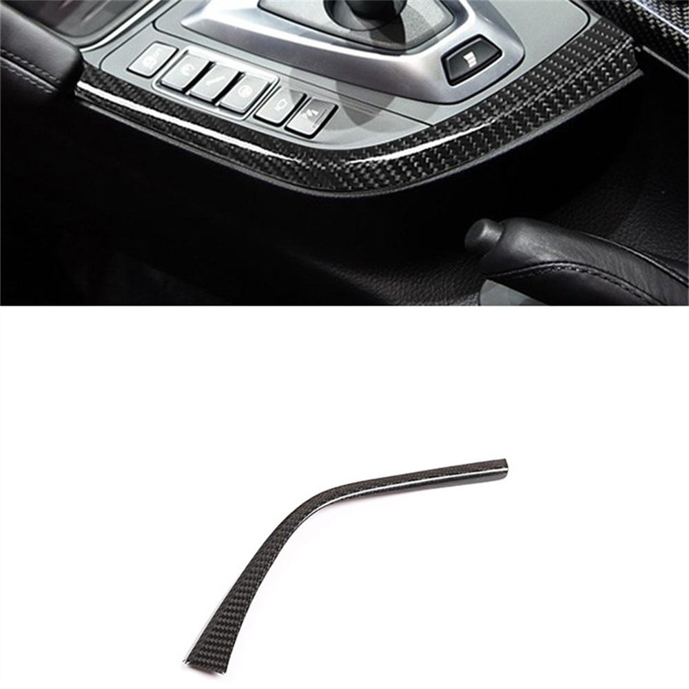Real Carbon Fiber Car Gear Shift Panel Side L Shape Strips Trim Interior For BMW