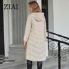 ziai Осенне-зимняя женская куртка, длинное теплое стеганое пальто с капюшоном, однотонная свободная стеганая парка, женская одежда для девочек ZM-20494