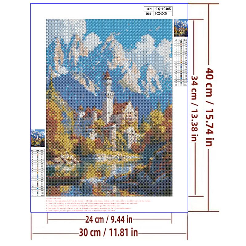 5d DIY Diamond Painting Cross Stitch Castle Scenery Diamond Embroidery Mosaic Full Round Drill Home Decor