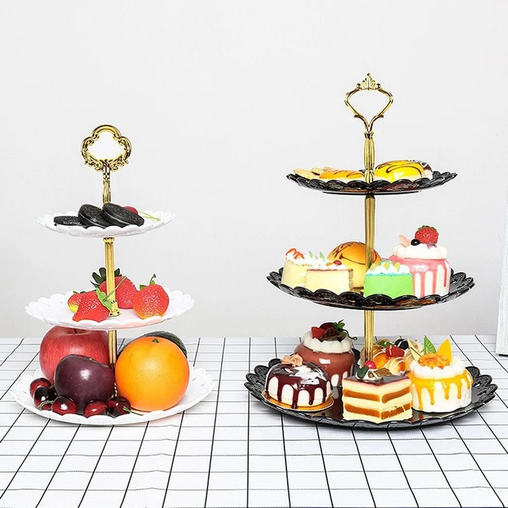 3 Layer Cake Tray Stand Layer Fruits Tray Cupcake Display Holder Birthday Party Dessert Wedding Christmas Creative Plate Tray