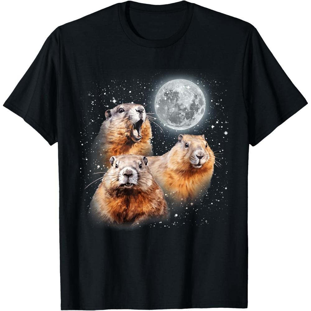 Funny Three Groundhog Moon 3 Groundhog Head Groundhog Day Cotton Men T Shirt
