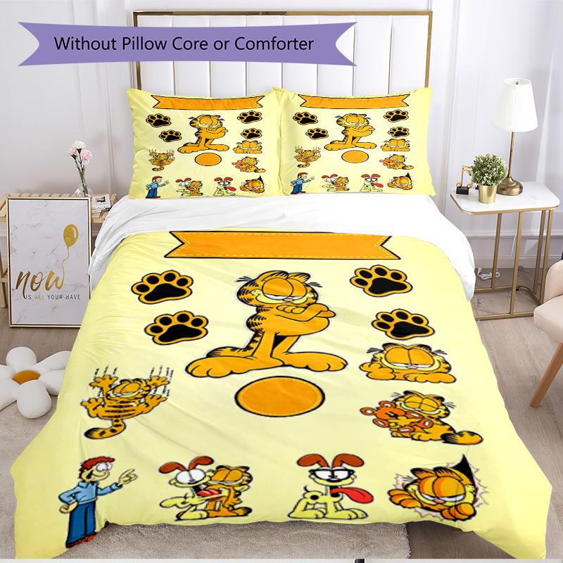 3pcs Duvet Cover Set (1*Duvet Cover + 2*Pillowcase, Without Core), Garfield Print Soft All‑Season Bedding Set, Home Bedroom Decor Gift