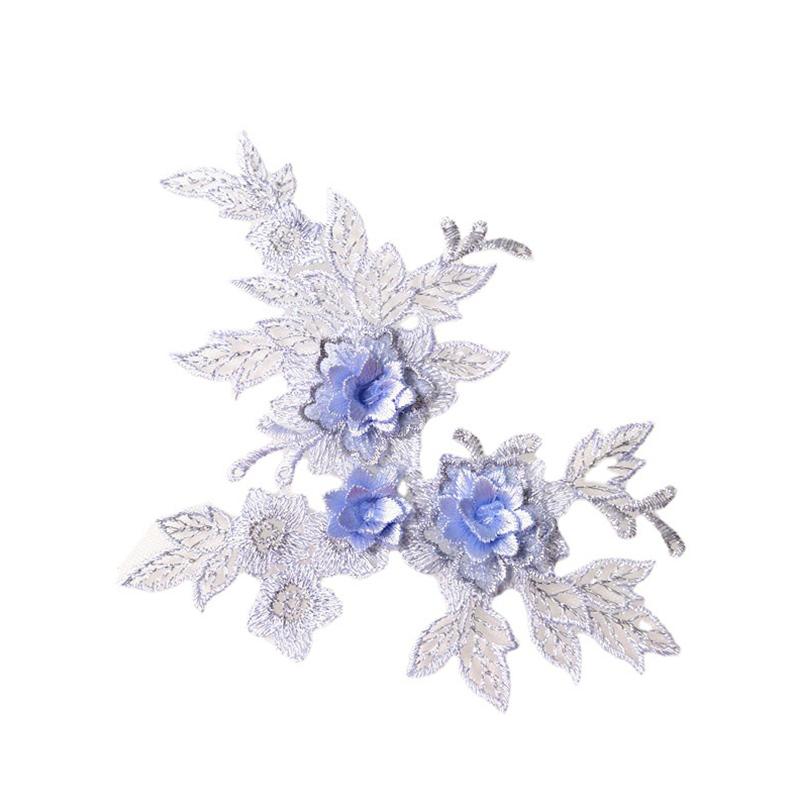 2Pcs Sewing Motif Fabric Craft Hollowed Out Dress Decoration Flower Embroidered Trim Wedding Bridal Lace Applique DIY Patches