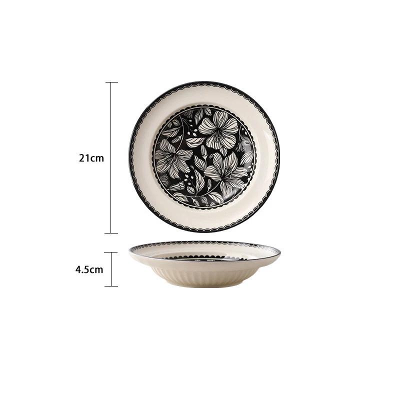 Керамическая тарелка «Лилия» во французском стиле, креативные изысканные блюда, глубокая тарелка, высококачественная бытовая суповая миска, рыбная тарелка, изысканная столовая посуда