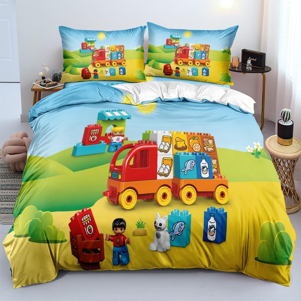 Bedding Set Cartoon Train Farm Duvet Cover Set Double Full Size Queen Bed King Size Duvet Cover Pillowcase Gifts for Kids