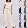 Women 2 Piece Outfits Sets Summer Short Sleeve Ruched Tops And Wide Leg Pants Tracksuit Matching Outfits