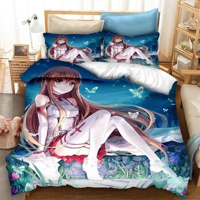 Комплект постельного белья Anime SAO Yuuki Asuna, пододеяльник, одеяло, комплект постельного белья, наволочка, размер King Queen Twin для мальчиков и девочек для взрослых