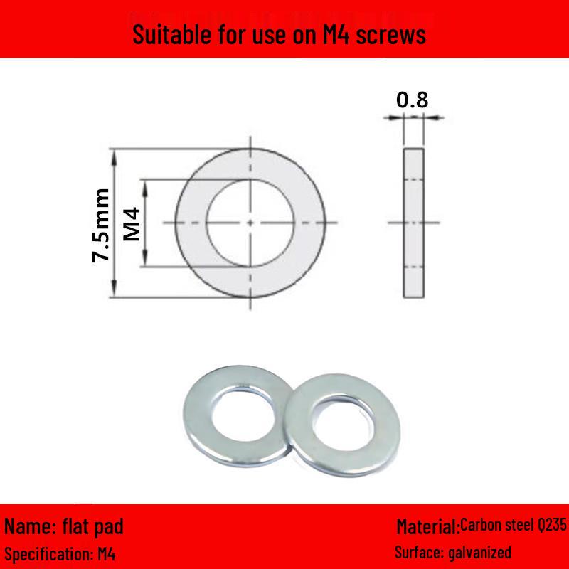 Galvanized/Stainless Steel Flat Washer Spacer - Sizes: M3, M4, M5, M6, M8, M10, M12