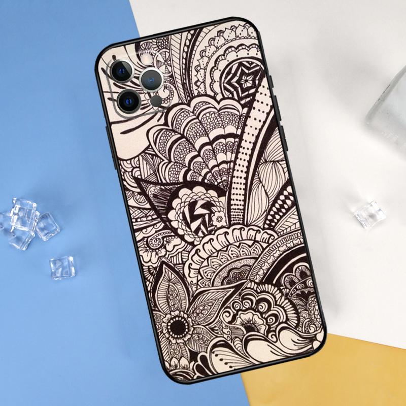 Индийский Цветочный Хна Мандала Чехол Для Телефона Для iPhone 16 Pro Max 12 13 Mini 11 14 15 Pro Max XR 16 15 Plus 16e Обложка Корпус