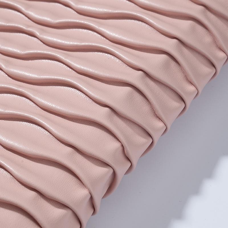 Беспроводная стеганая 3D тисненая плиссированная ПУ дышащая водонепроницаемая эластичная ткань для одежды, сумок и обуви