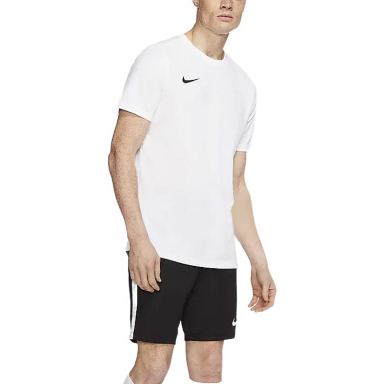 Nike Футболка с круглым вырезом и коротким рукавом с принтом логотипа Dri-Fit, американская версия, мужские топы, белые BV6708-100