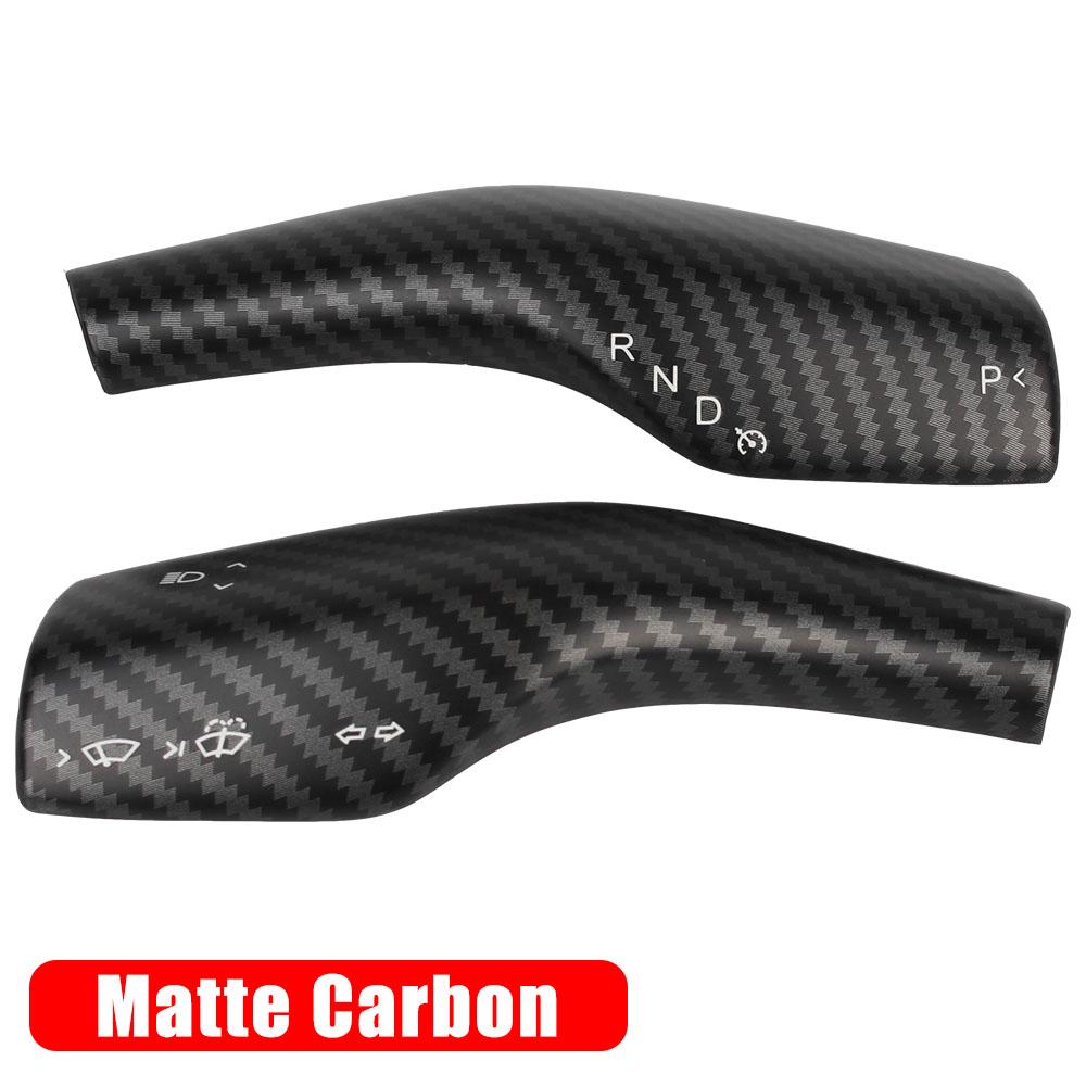 Interior Remodel Carbon Fiber Car Column Shift Knob Cover Decor Armor Steering Rod For Tesla Model 3 Y ABS