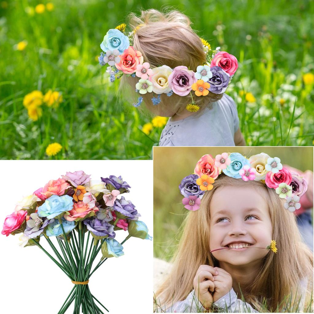 220 Pieces Mini Flower Heads,Artificial Rose Flowers With Stems