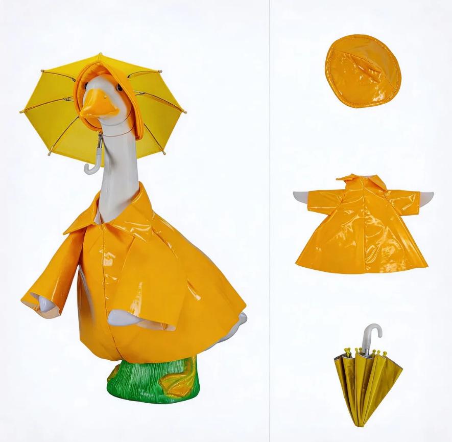Porch Goose Decoration Clothes Set Waterproof Raincoat Bikini Ghost Outfit for 23 Inch Lawn Garden Statue Costume