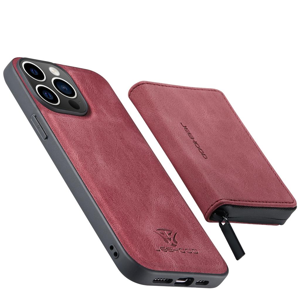 Magnetic Zipper Wallet Leather Case for iPhone 15 Pro Max 16 Pro 14 Plus 13 12 Mini 11 Xs Max X XR 7 8 SE3 Detachable Card Cover