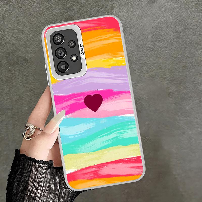 Rainbow Gradient Love Desgin Soft Phone Case for Samsung A17 A16 A15 A14 A13 A57 A56 A55 A54 A53 A37 A36 A35 A34 A33 A26 A25 A24