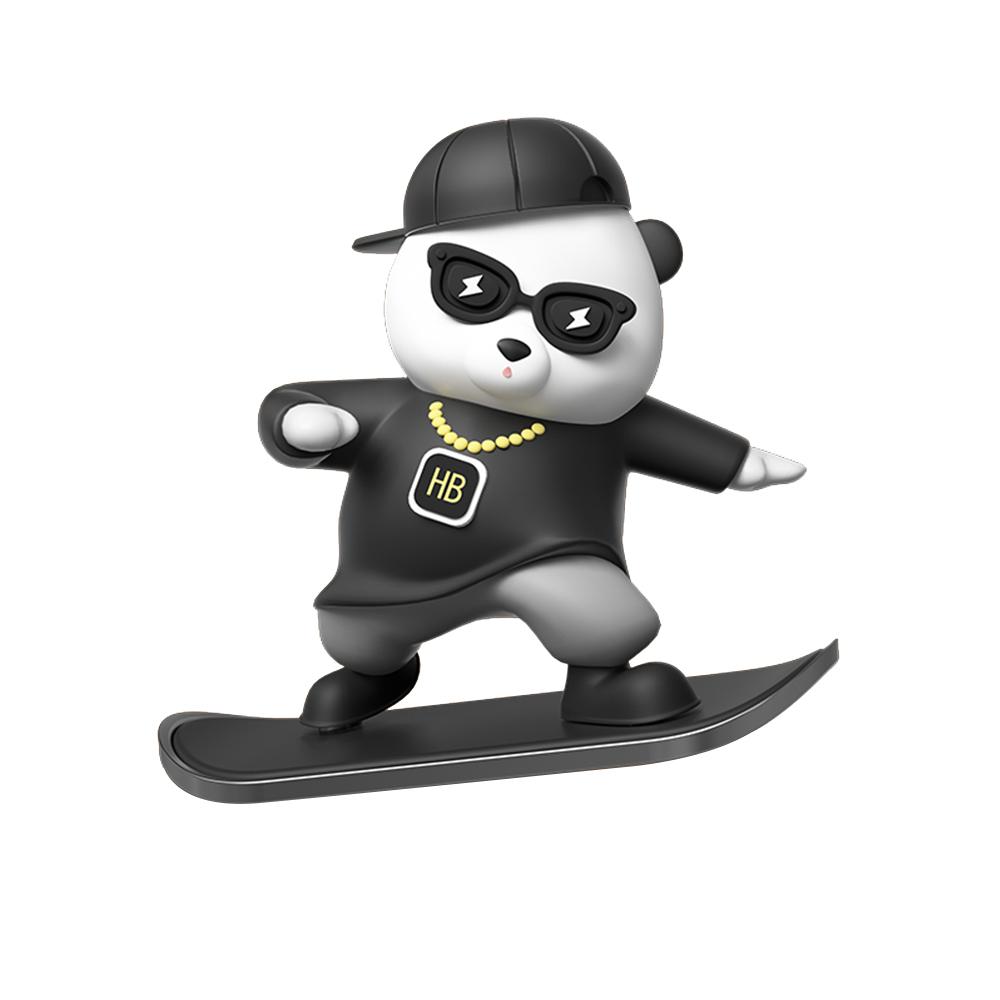 Fashion Creative Car Ornaments Sliding Skateboard Bear Cute Soft Glue Hip Hop Cartoon Bear Auto Interior Decoration Black Blue