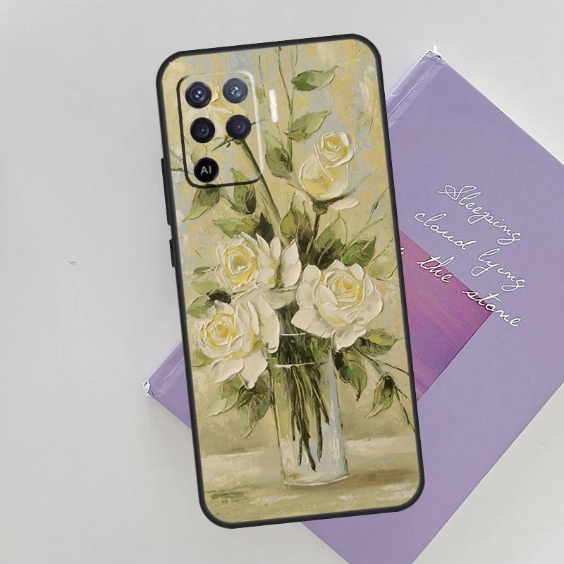 Чехол-картина маслом с цветами для Oppo A15 A16 A17 A52 A72 A76 A96 A74 A94 A53 A54S A57S A58 A78 A98 A77