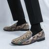 Мужские кожаные лоферы с принтом змеи, деловая повседневная обувь, удобная, дышащая, нескользящая, формальная обувь слипоны