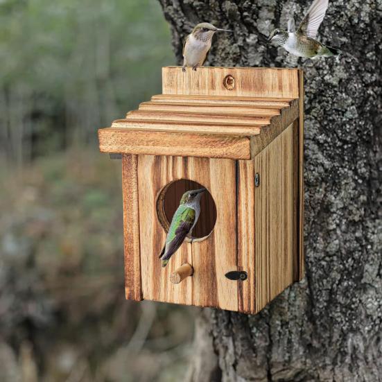Bird Nest Box Waterproof Wooden Bird Nest Chickadee Nesting Box Bird House Outdoor Bluebird Box for Wrens Swallows Finches