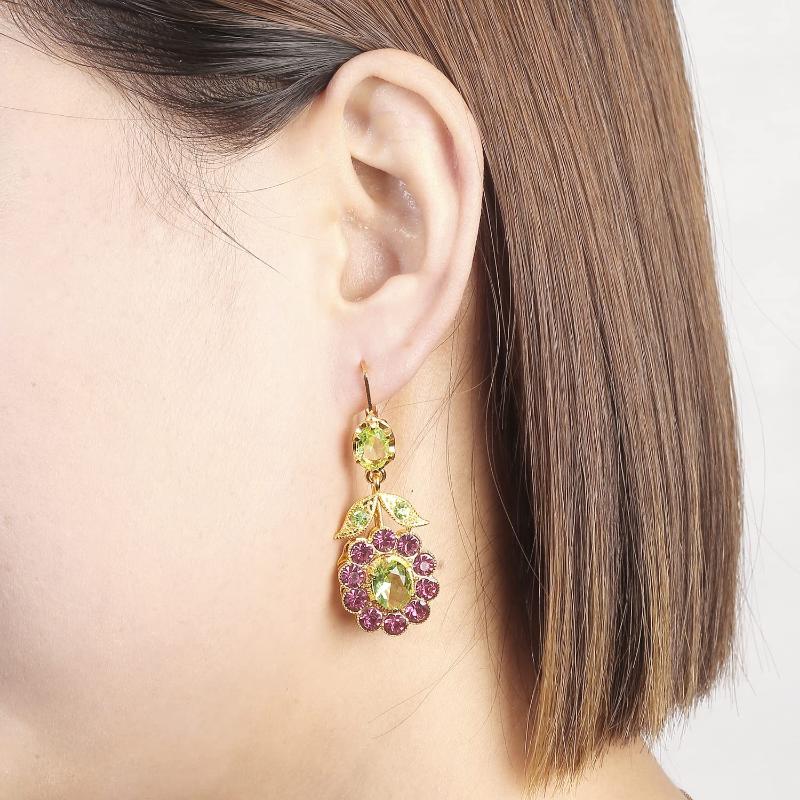 Винтажные серьги 'Серебряная игла' с инкрустацией зеленым камнем, красивые серьги-подвески в виде цветка и листа цвета розового дерева, женские украшения для ушей, подарок